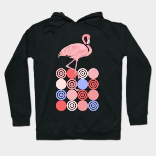 Retro Dots Shapes Midcentury Modern Flamingo Hoodie